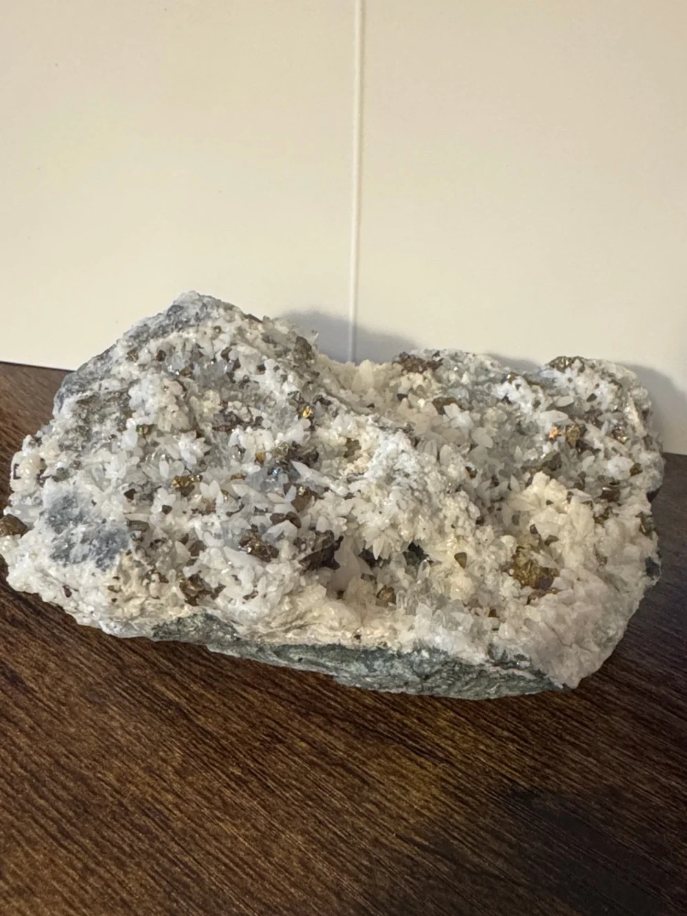 White Quartz Cluster with Gold Pyrite Accents